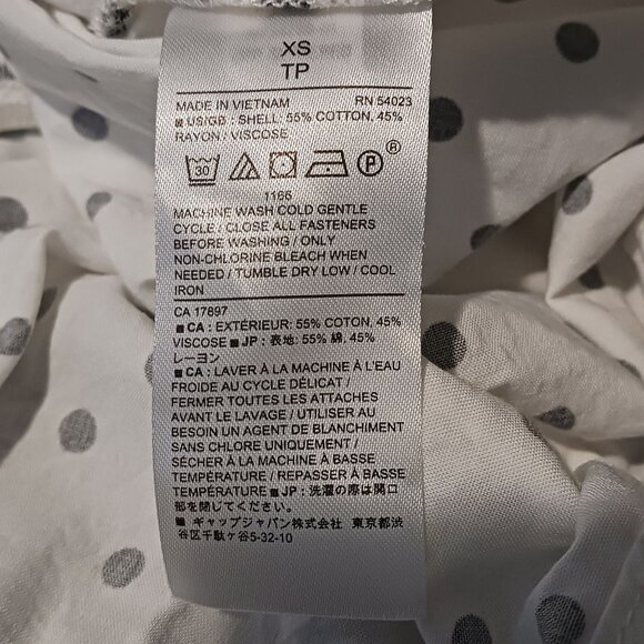 Banana Republic Sleeveless Cotton White/Black Polka-dot Tiered Midi‎ Dress XS - Picture 7 of 10